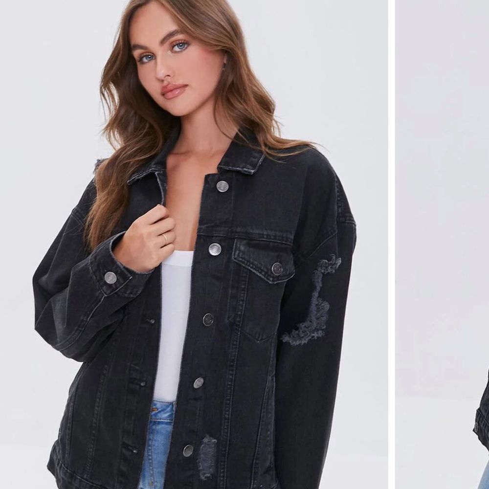 Basic Boyfriend Denim Jacket Black - image 1